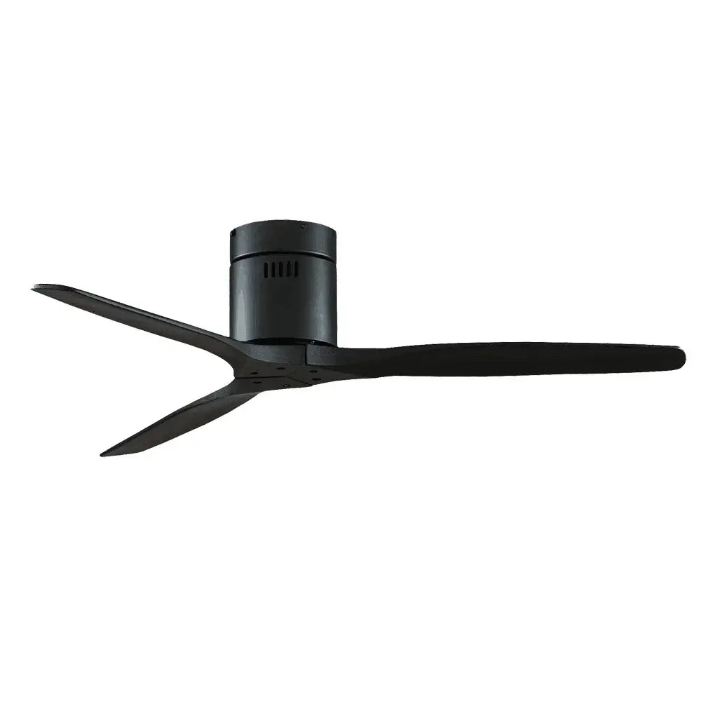 Modern black ceiling fan with matte finish and sleek wood blades designed for living room use wood blades ceiling fan