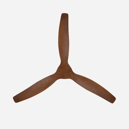 Modern black and dark brown ceiling fan with three wood blades and a central hub ideal for living room use