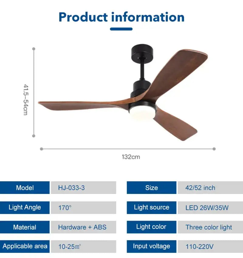 Modern black ceiling fan with three dark wood blades and integrated 18w led light for bedroom use