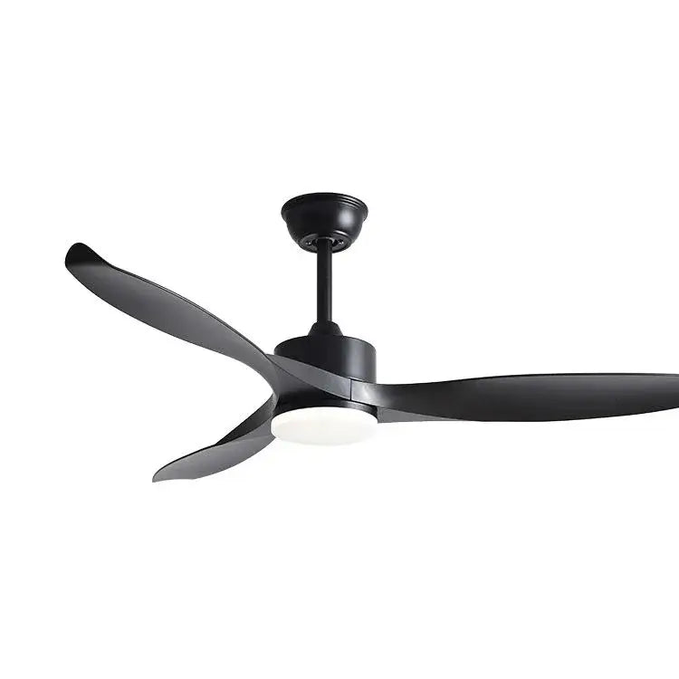 Modern black and dark wood copper dc ceiling fan with sleek blades and integrated light fixture for living room remote control