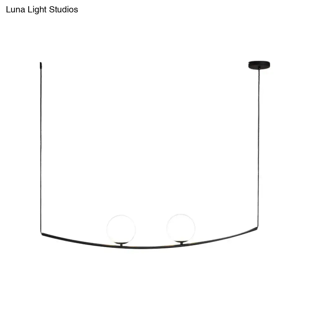 Black gold decorbites modern metal chandelier with two spherical bulbs on curved frame light bubble island
