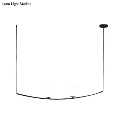 Black gold decorbites modern metal chandelier with two spherical bulbs on curved frame light bubble island