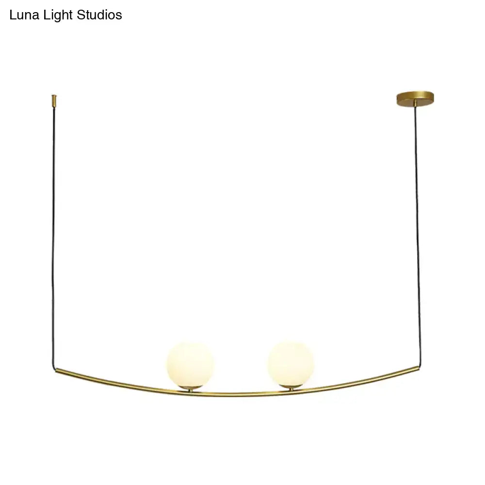 Decorbites modern metal chandelier black gold with two frosted glass shades and black cords bubble island light