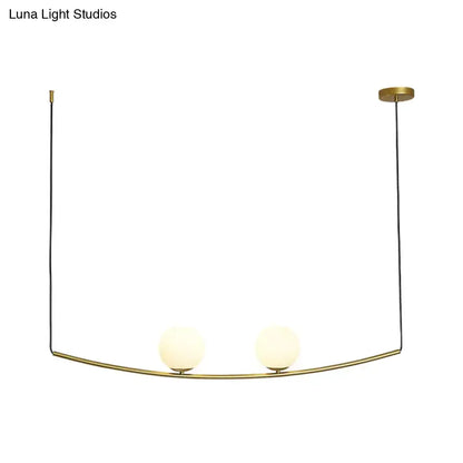 Decorbites modern metal chandelier black gold with two frosted glass shades and black cords bubble island light