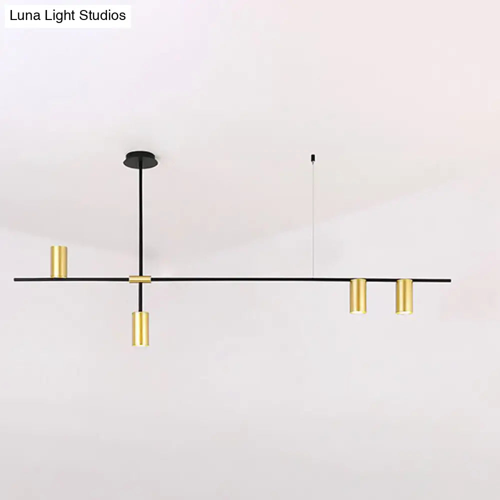 Modern Black and Gold Chandelier with Cross Arm Design – Stylish Living Room Hanging Light