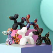 Glossy black and gold crackle balloon dog sculpture for modern living room decor with detailed finish
