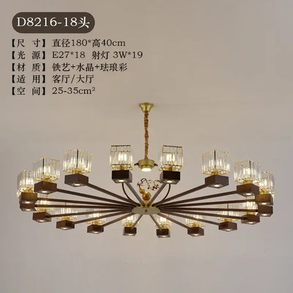 Modern black and gold crystal dining room chandelier with brass frame dark wood accents and clear glass shades decorbites crystal dining