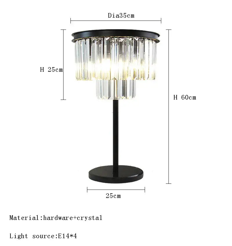 Modern black and gold crystal floor lamp with cascading crystal tiers for elegant living room decor