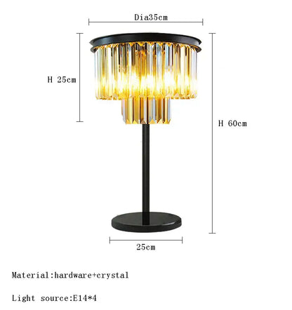 Modern black and gold crystal floor lamp with cascading golden crystal prisms for living room decor