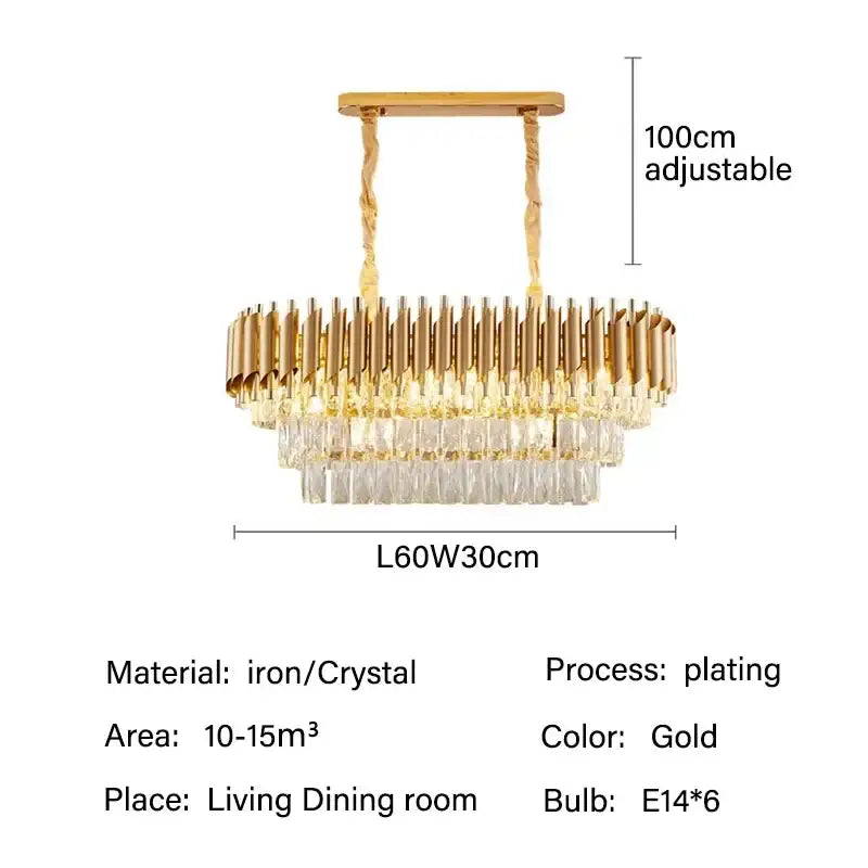 Modern black and gold crystal pendant chandelier with gold-plated iron, cascading crystal tiers, and twisted hanging chains decorbites crystal pendant