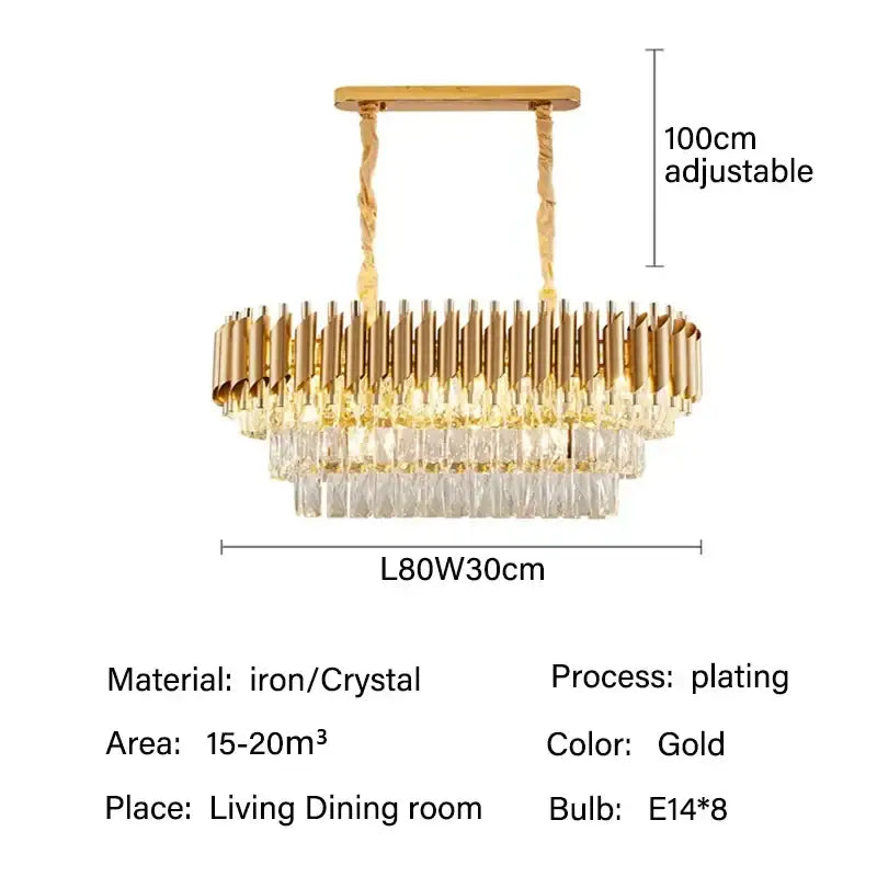 Modern black and gold crystal pendant chandelier with gold-plated iron and cascading clear crystals for dining room decorbites crystal pendant