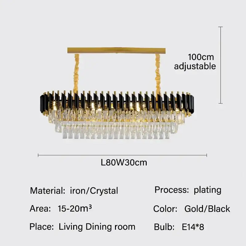 Modern black and gold crystal pendant chandelier with crystal droplets for dining room decorbites crystal pendant lighting