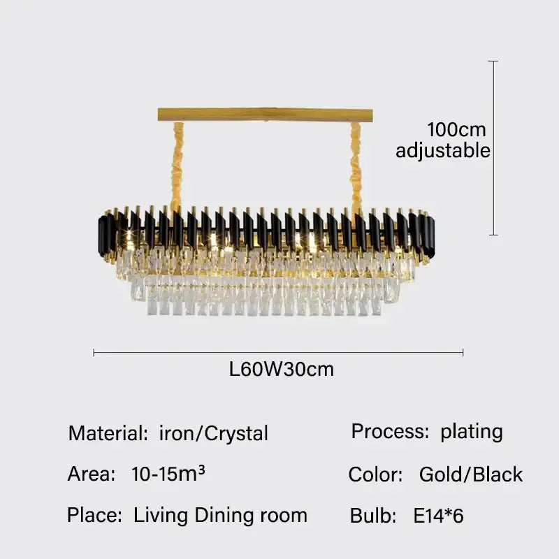 Modern black and gold crystal pendant chandelier with crystal droplets ideal for dining room decorbites crystal pendant