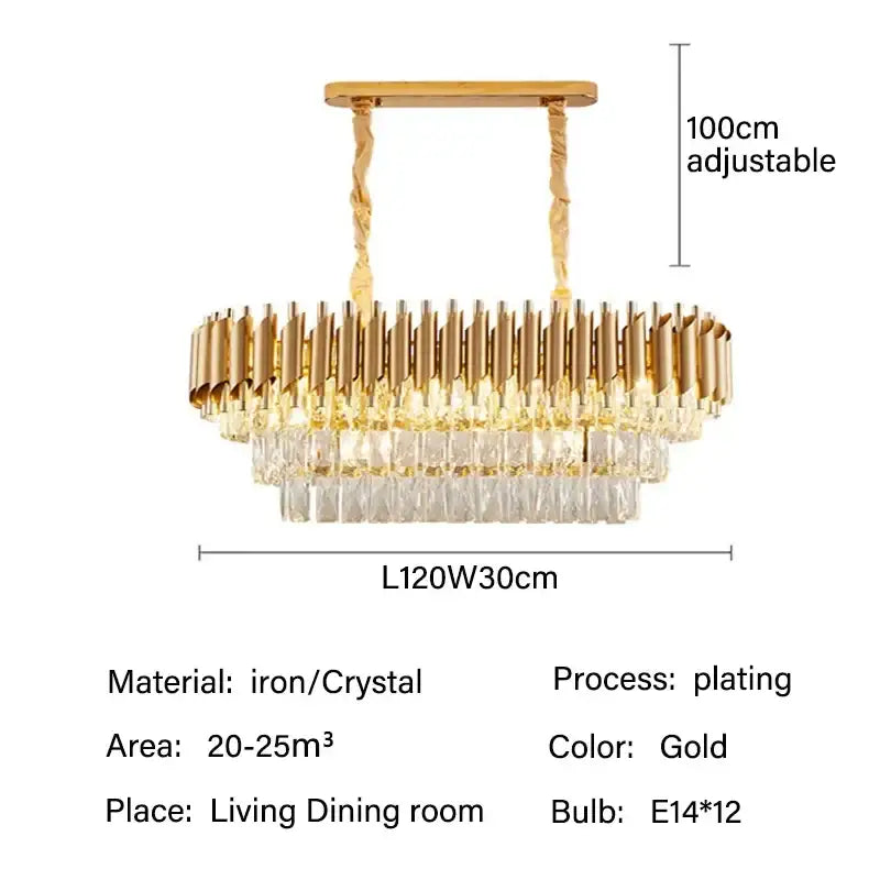 Modern black and gold decorbites crystal pendant chandelier with gold-plated iron and cascading crystal tiers