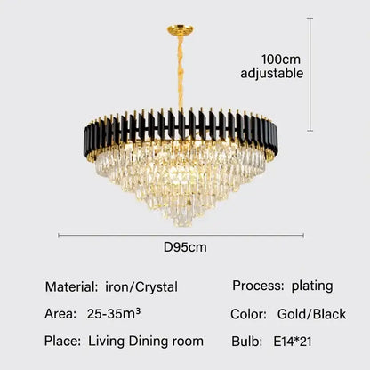 Modern black and gold crystal pendant chandelier with crystal droplets ideal for dining room decorbites crystal pendant