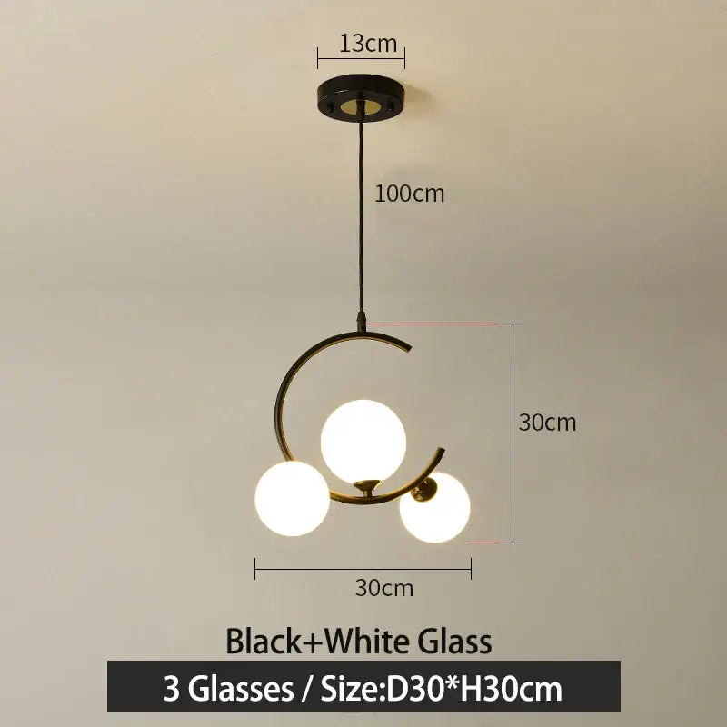 Modern black metal pendant light with black and white glass ball globes decorbites glass ball pendant for living room decor