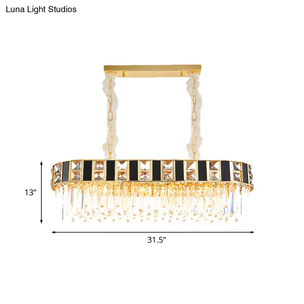 Lámpara colgante ovalada DecorBites™ moderna de cristal K9 negro y dorado con 12 luces para el techo del comedor