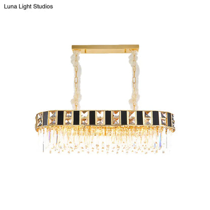 Lámpara colgante ovalada DecorBites™ moderna de cristal K9 negro y dorado con 12 luces para el techo del comedor
