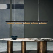 Modern black and gold led strip pendant light with sleek horizontal bar and five rectangular fixtures for dining room decorbites led strip pendant lights