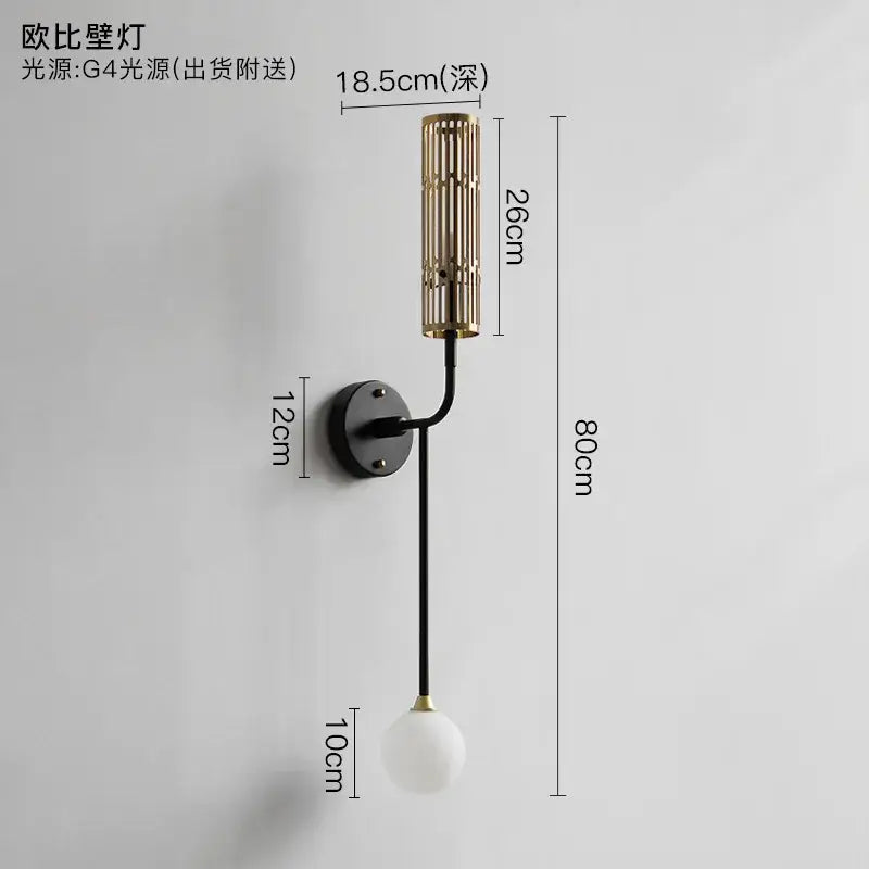 Modern black and gold led wall lamp with metal base and glass sconce featuring curved arm for decorbites led wall decor