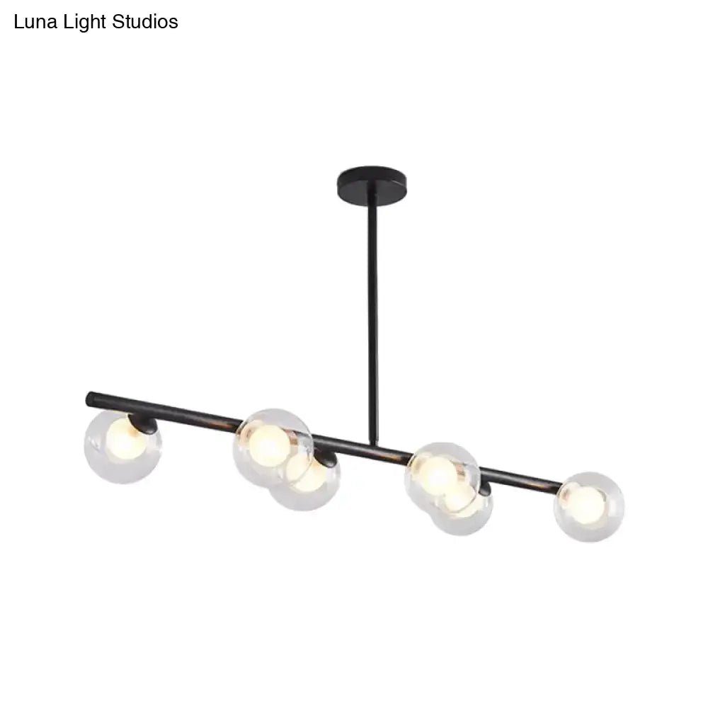 Decorbites black gold metallic hanging chandelier with five clear glass globe light bulbs for modern dining tables
