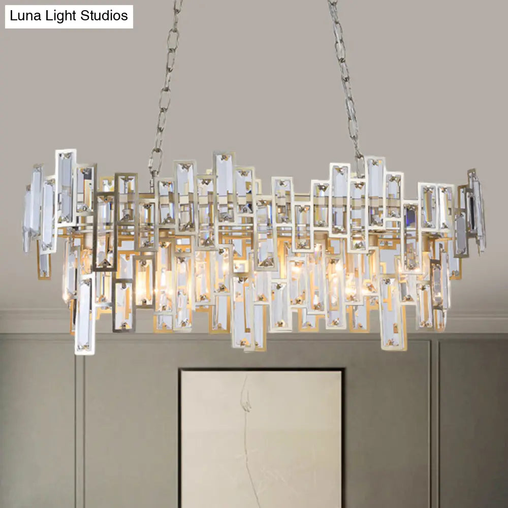 ديكوربايتس™ مصباح معلق بيضاوي عصري باللونين الأسود والذهبي مع لمسات من الكريستال وإضاءة الجزيرة