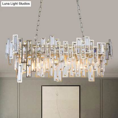 ديكوربايتس™ مصباح معلق بيضاوي عصري باللونين الأسود والذهبي مع لمسات من الكريستال وإضاءة الجزيرة