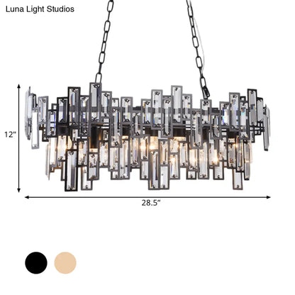 ديكوربايتس™ مصباح معلق بيضاوي عصري باللونين الأسود والذهبي مع لمسات من الكريستال وإضاءة الجزيرة