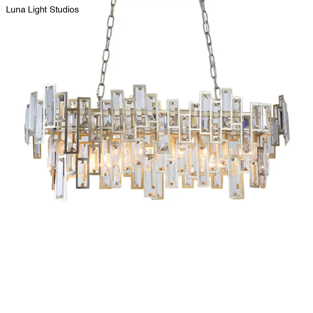 ديكوربايتس™ مصباح معلق بيضاوي عصري باللونين الأسود والذهبي مع لمسات من الكريستال وإضاءة الجزيرة