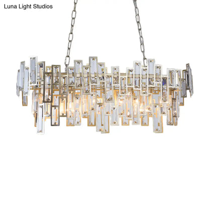 ديكوربايتس™ مصباح معلق بيضاوي عصري باللونين الأسود والذهبي مع لمسات من الكريستال وإضاءة الجزيرة