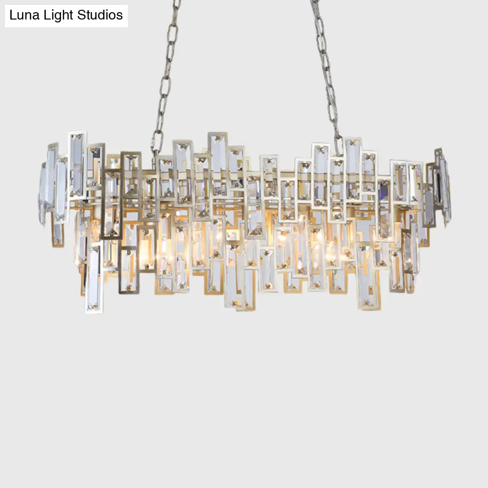 ديكوربايتس™ مصباح معلق بيضاوي عصري باللونين الأسود والذهبي مع لمسات من الكريستال وإضاءة الجزيرة