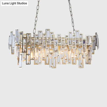 ديكوربايتس™ مصباح معلق بيضاوي عصري باللونين الأسود والذهبي مع لمسات من الكريستال وإضاءة الجزيرة