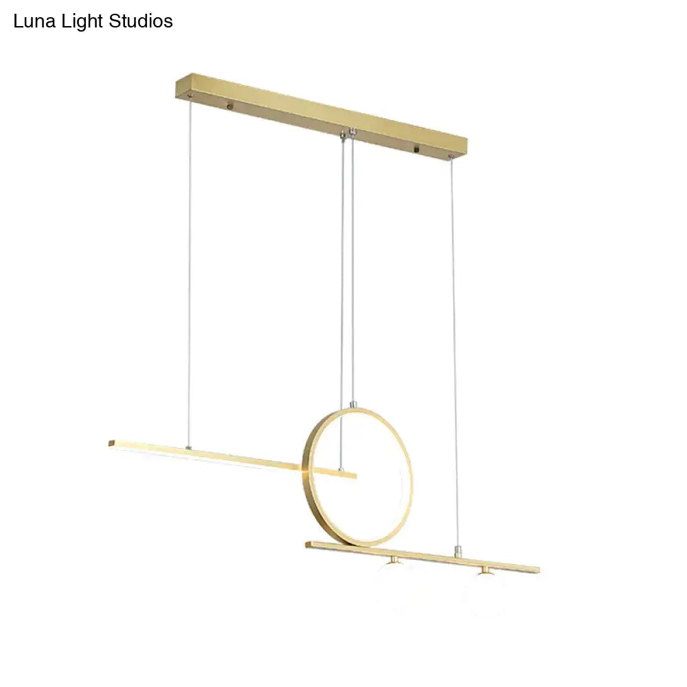 Modern gold-toned DecorBites Nordic metal LED pendant ceiling light with geometric design for dining room island lighting