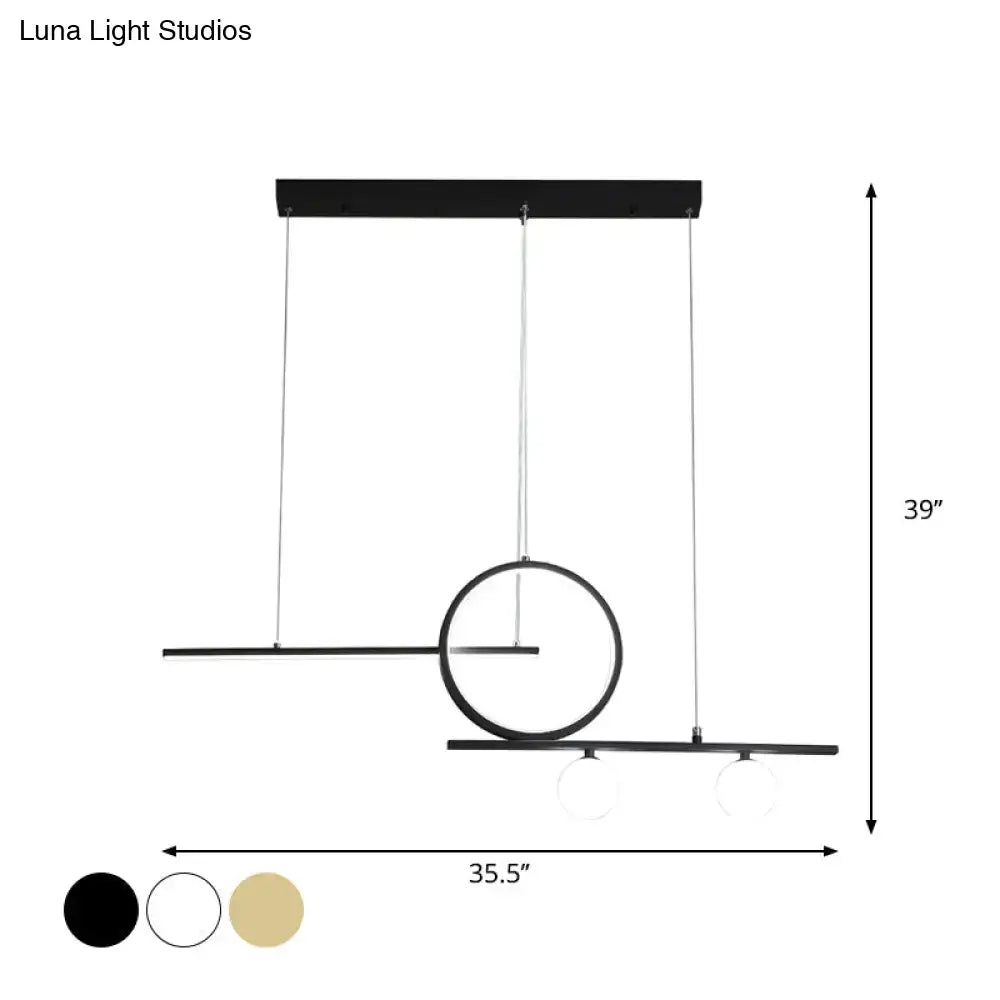 Modern black minimalist decorbites™ nordic metal LED island lighting pendant with frosted glass ceiling light for dining room