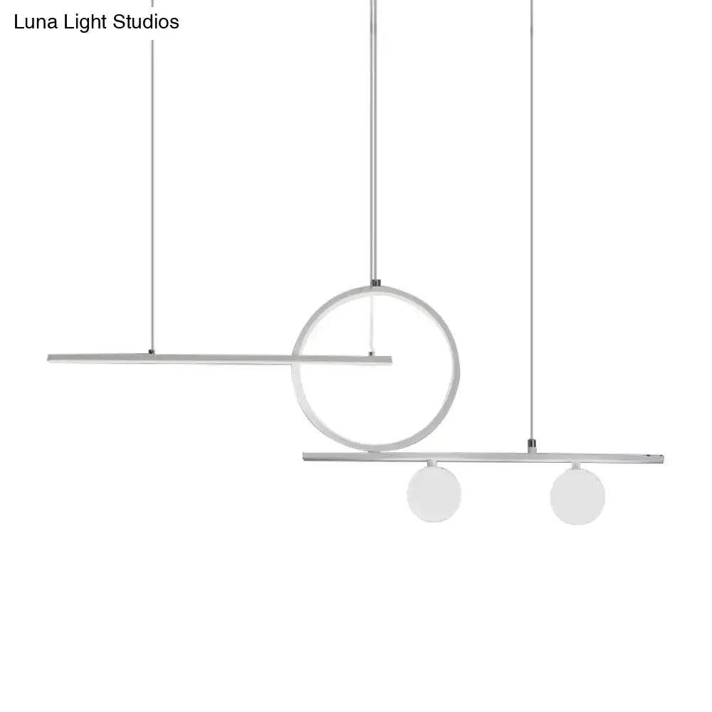 DecorBites™ Nordic metal island lighting pendant with sleek silver frame and frosted glass spheres for dining room ceiling light
