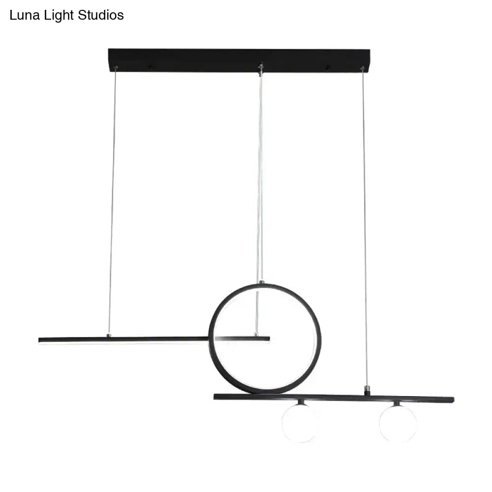 Modern black DecorBites Nordic metal island lighting pendant with frosted glass and sleek circular and linear design ceiling light