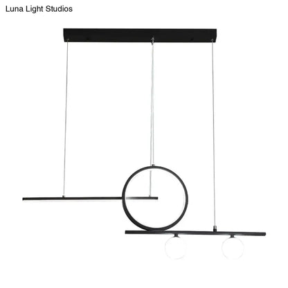 Modern black DecorBites Nordic metal island lighting pendant with frosted glass and sleek circular and linear design ceiling light