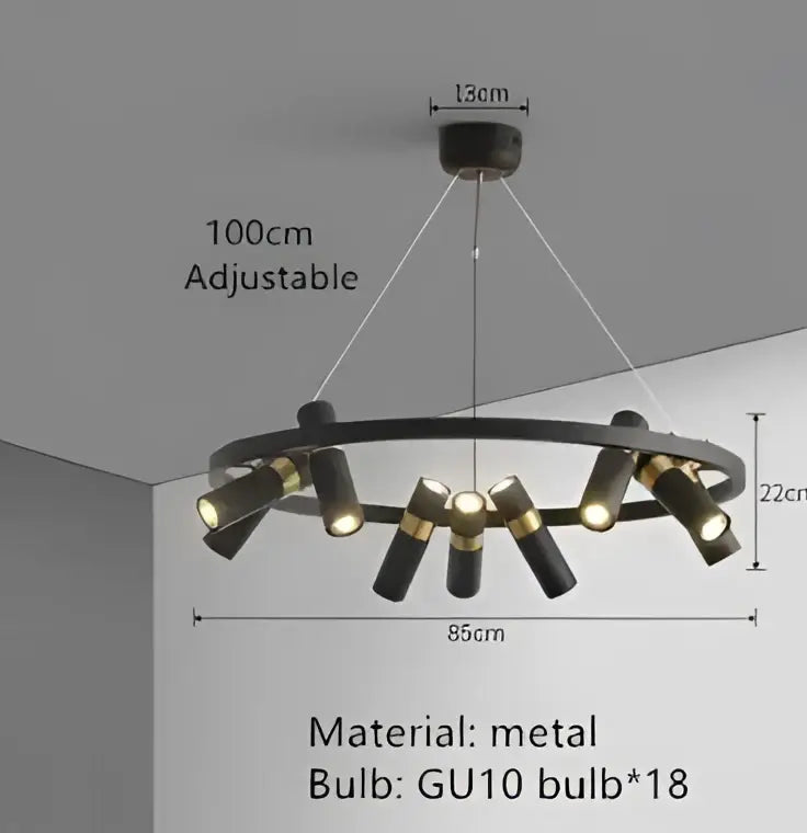 Modern black and gold pendant light featuring an 18 gu10 bulb decorbites black ring led chandelier for living room decor