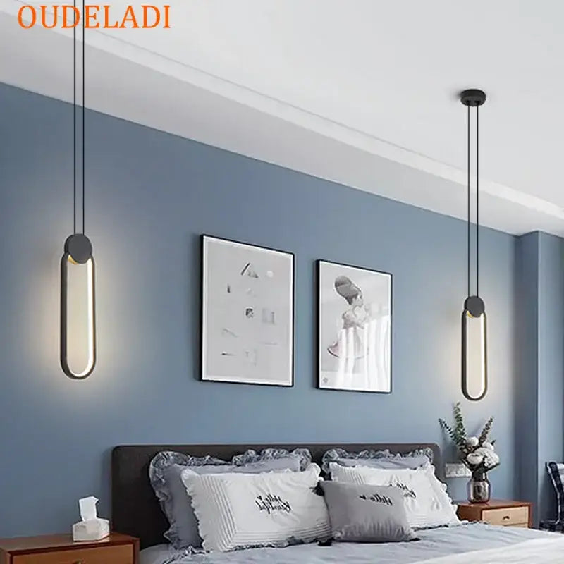 Modern black and gold ring pendant lamp with sleek black ring pendant design and warm led light for dining room decorbites