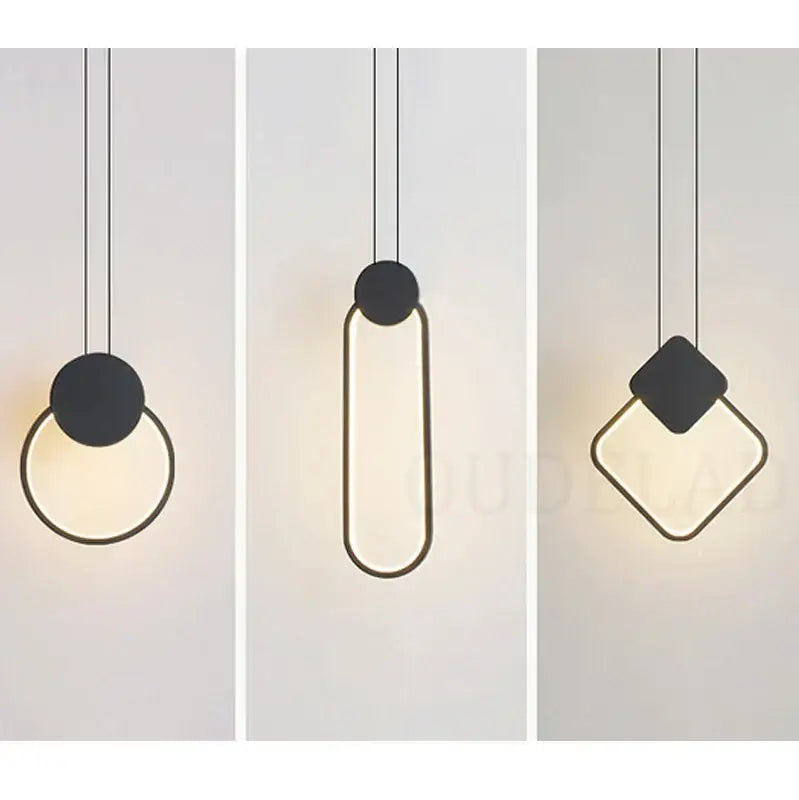 Modern black and gold ring pendant lamp with sleek black ring pendant design and warm white geometric LED light for dining room decorbites black ring