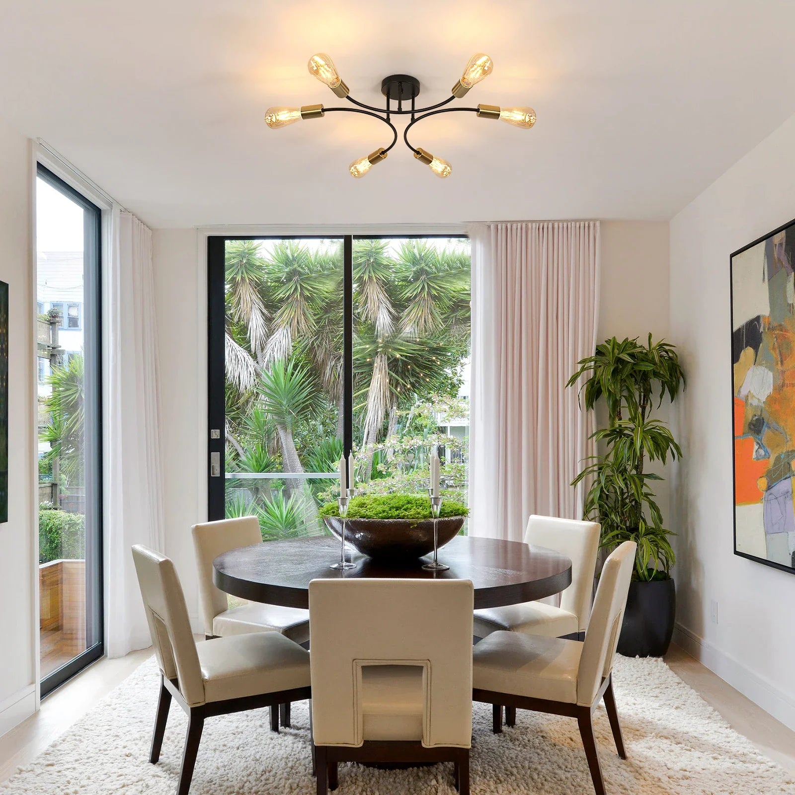 Modern Black and Gold Sputnik Chandelier - black / 6 / United States - Chandelier