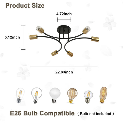 Modern Black and Gold Sputnik Chandelier - black / 6 / United States - Chandelier