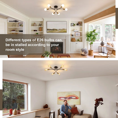 Modern Black and Gold Sputnik Chandelier - black / 6 / United States - Chandelier