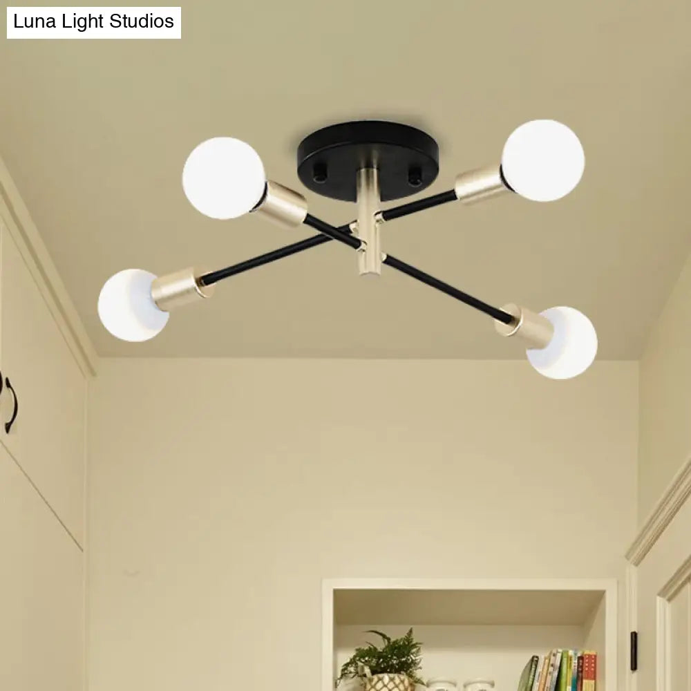 ديكور بايتس™ ديكور بايتس™ مصباح سبوتنيك شبه مدمج باللونين الأسود والذهبي، مصباح سقفي بأربعة أو ستة رؤوس للطاولات