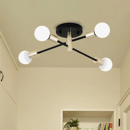 ديكور بايتس™ ديكور بايتس™ مصباح سبوتنيك شبه مدمج باللونين الأسود والذهبي، مصباح سقفي بأربعة أو ستة رؤوس للطاولات