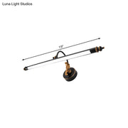Modern black and gold ornate tubular led wall light with 19-inch bar for bathroom sconce lighting