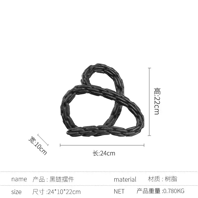 Modern black braided resin hanging ornament featuring a golden knot chain design for elegant living room decor