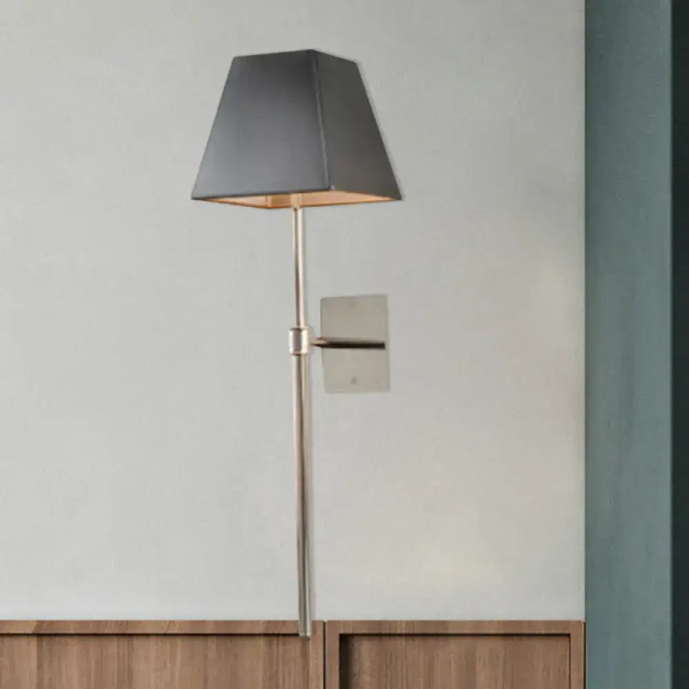 Modern black and nickel sconce light with matte black tapered shade and polished nickel finish direct wired electric 220v-240v 110v-120v