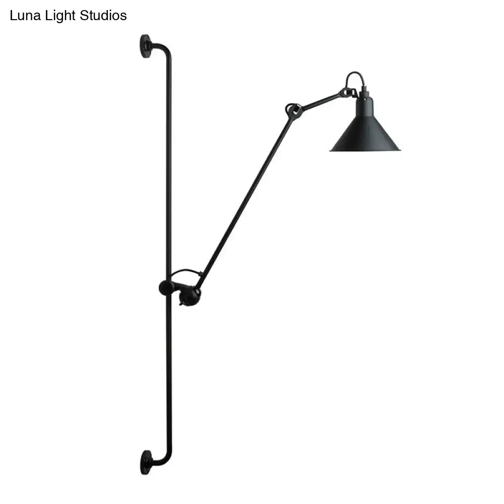 Modern black and white articulated bedroom wall lamp with black matte finish direct wired electric with led bulbs