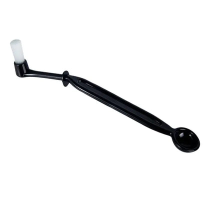 Modern black and white coffee machine brush with black plastic handle and white bristle head for decorbites coffee machine cleaning
